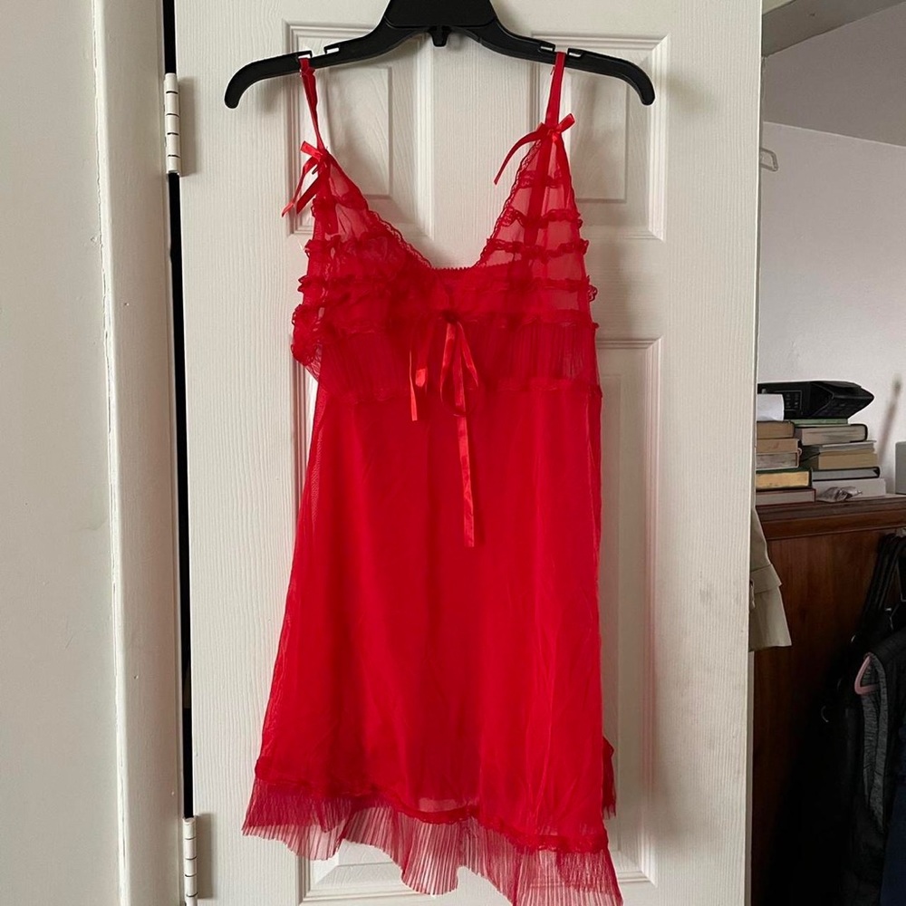 red baby doll lingerie dress